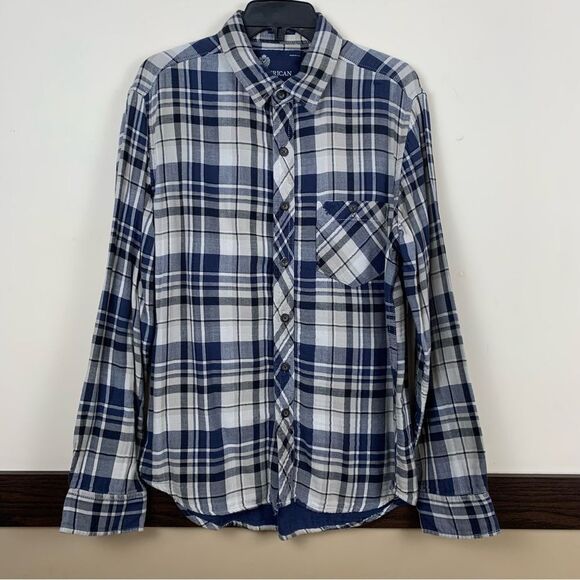 American Eagle Outfitters Athletic Fit Plaid Button Down Long Sleeve Shirt Large - Picture 1 of 8